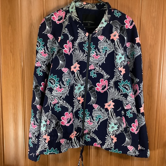 Banana Republic Front Zip Floral Women’s Jacket Size XL - Picture 1 of 13